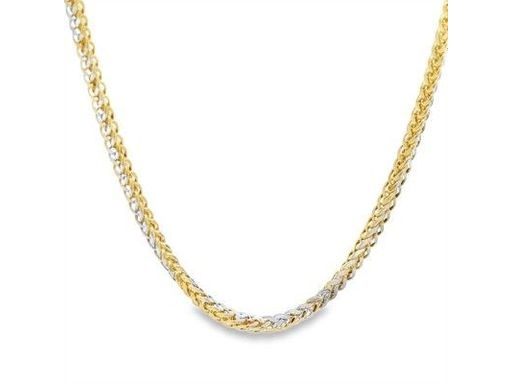 18K two-tone White and yellow Gold Wheat Chain Necklace – 17.5 inch